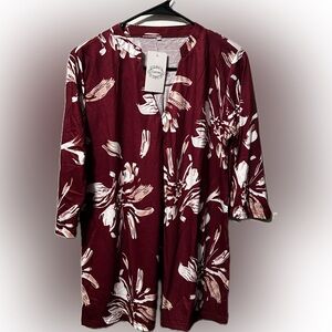 NWT Camisa maroon pink floral XXL blouse